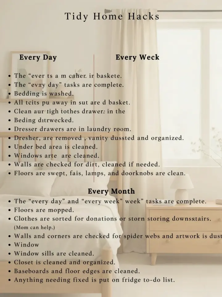 Kids Clean Room Checklist | Track Daily Weekly Monthly Tasks | Tidy Home Hacks