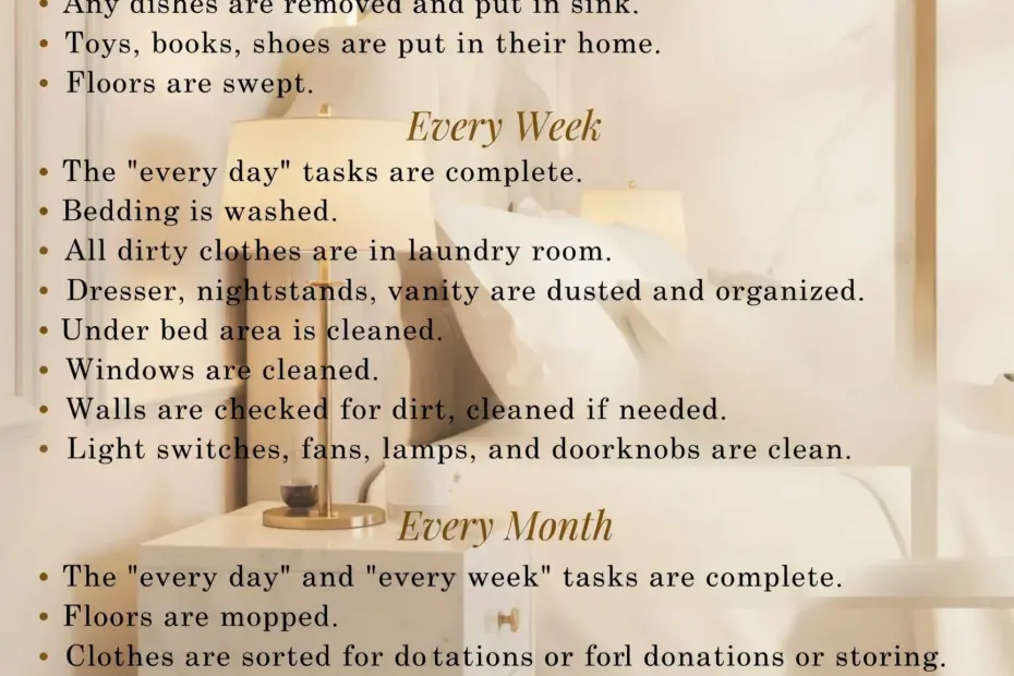 Kids Clean Bedroom Checklist | Daily Weekly Monthly Tasks | Tidy Home Routine