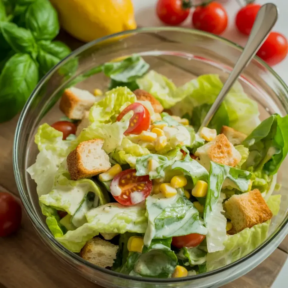 Fresh Summer Caesar Salad with Corn and Tomatoes - BBQ Side Dish
