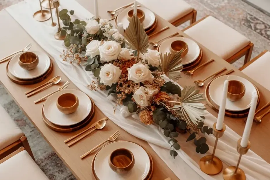 Elegant Wedding Table Setting Ideas with Gold Accents and Floral Centerpieces