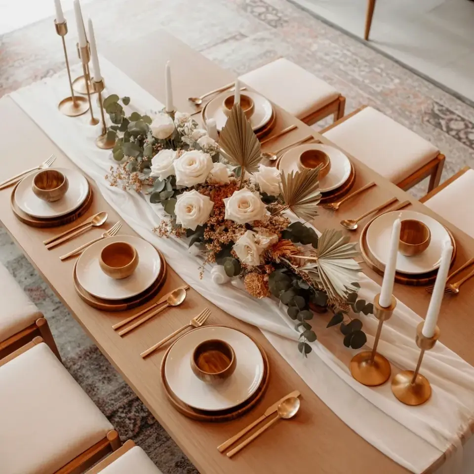 Elegant Wedding Table Setting Ideas with Gold Accents and Floral Centerpieces